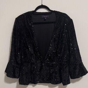 Christian Siriano Black Sequin Blazer